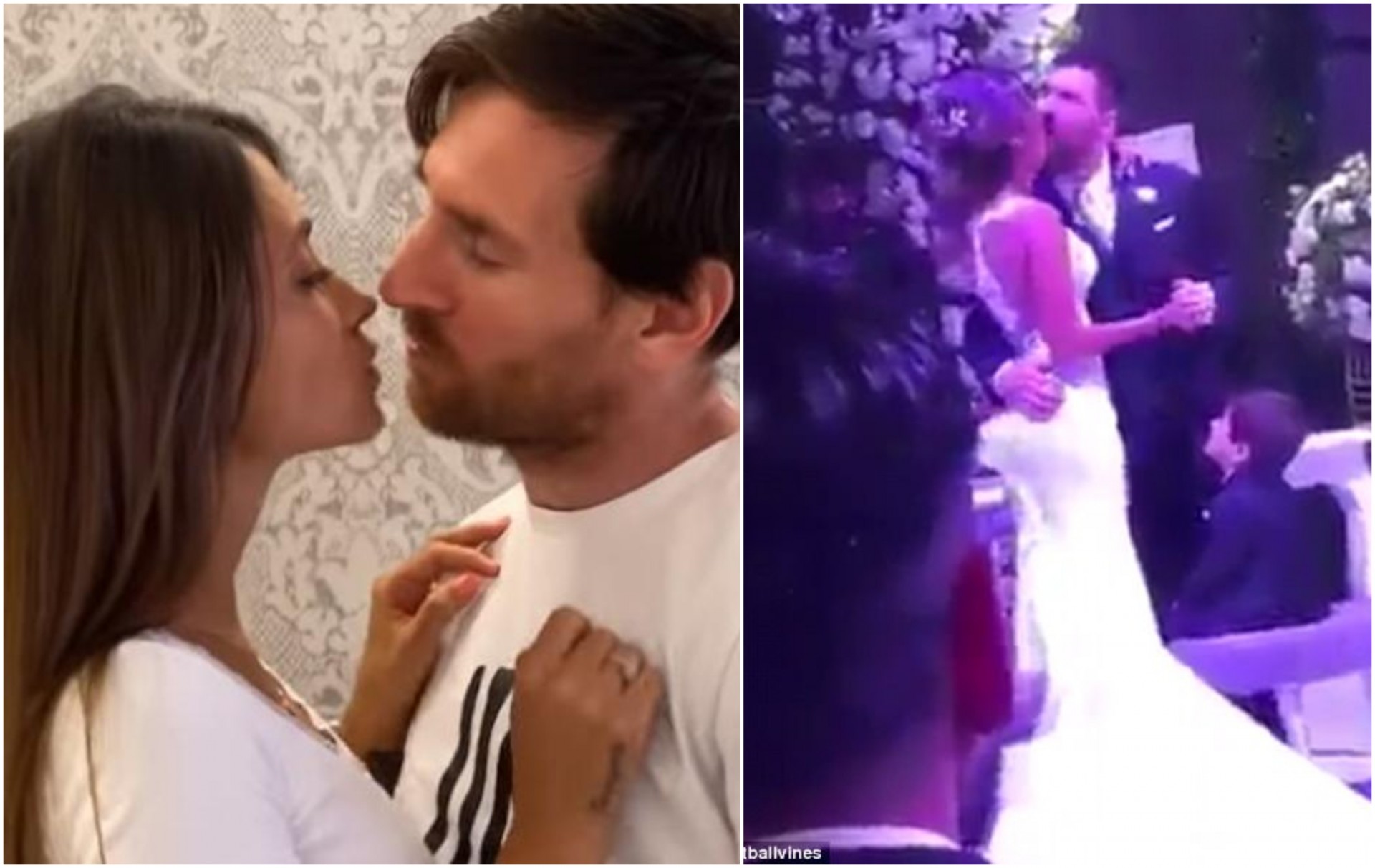 Преслатко свадбено видео: Чудниот бакнеж на Лионел Меси и Антонела Роко предизвика многу смешни коментари