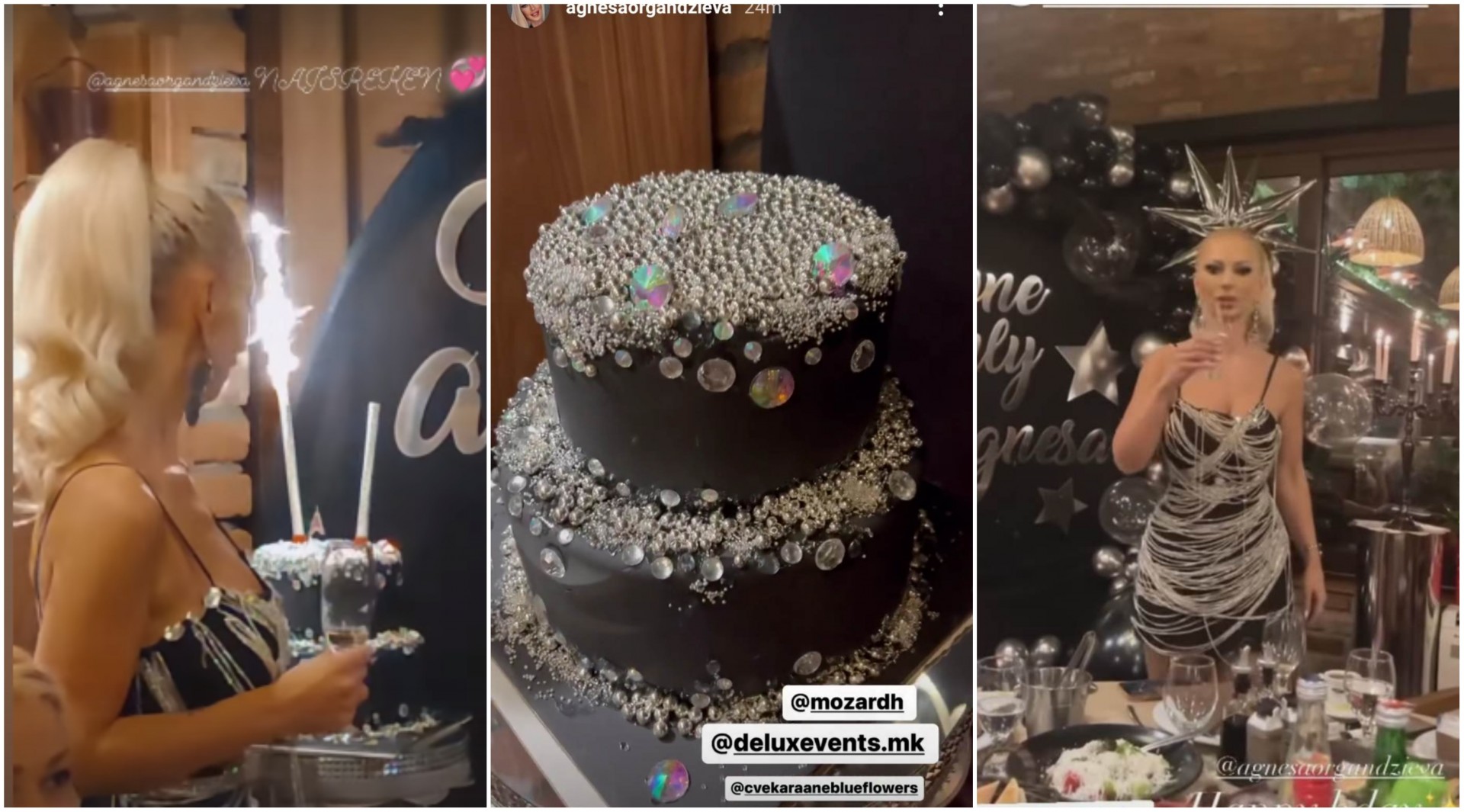 Раскошен роденден и црна торта со кристали: Агнеса прослави со пријателите