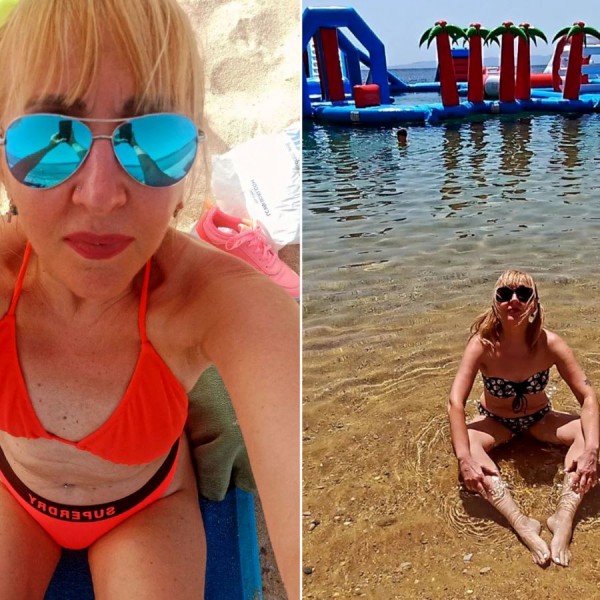 Годините ништо не ѝ можат: Вера Јанковиќ во бикини фаќа тен на грчките плажи
